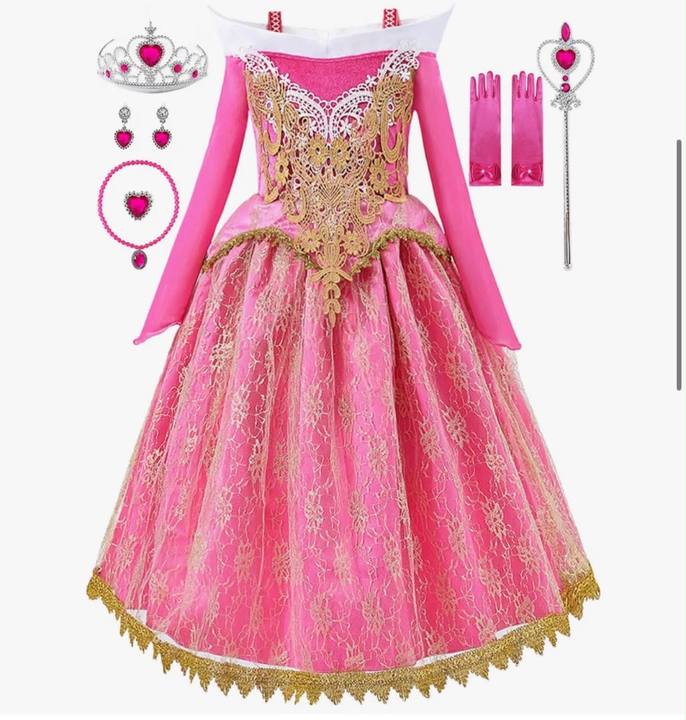 Aoiviss vestido de disfraz de princesa rosa para niñas