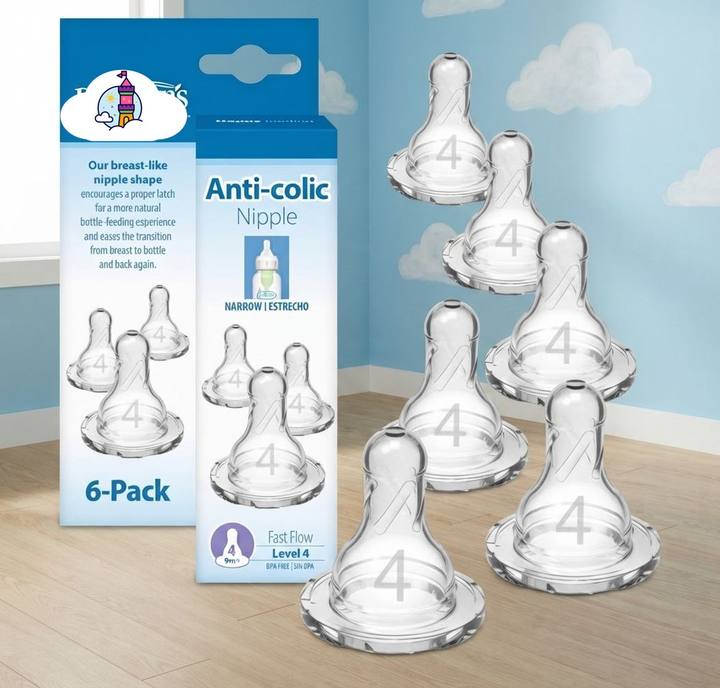 Pack de 6 Tetinas Dr. Brown's Boca Estrecha Nivel 4